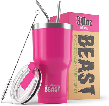 Beast 30 Oz Tumbler Stainless Steel Vacuum Insulated Coffee Ice Cup Double Wall Travel Flask (Blossom Pink)