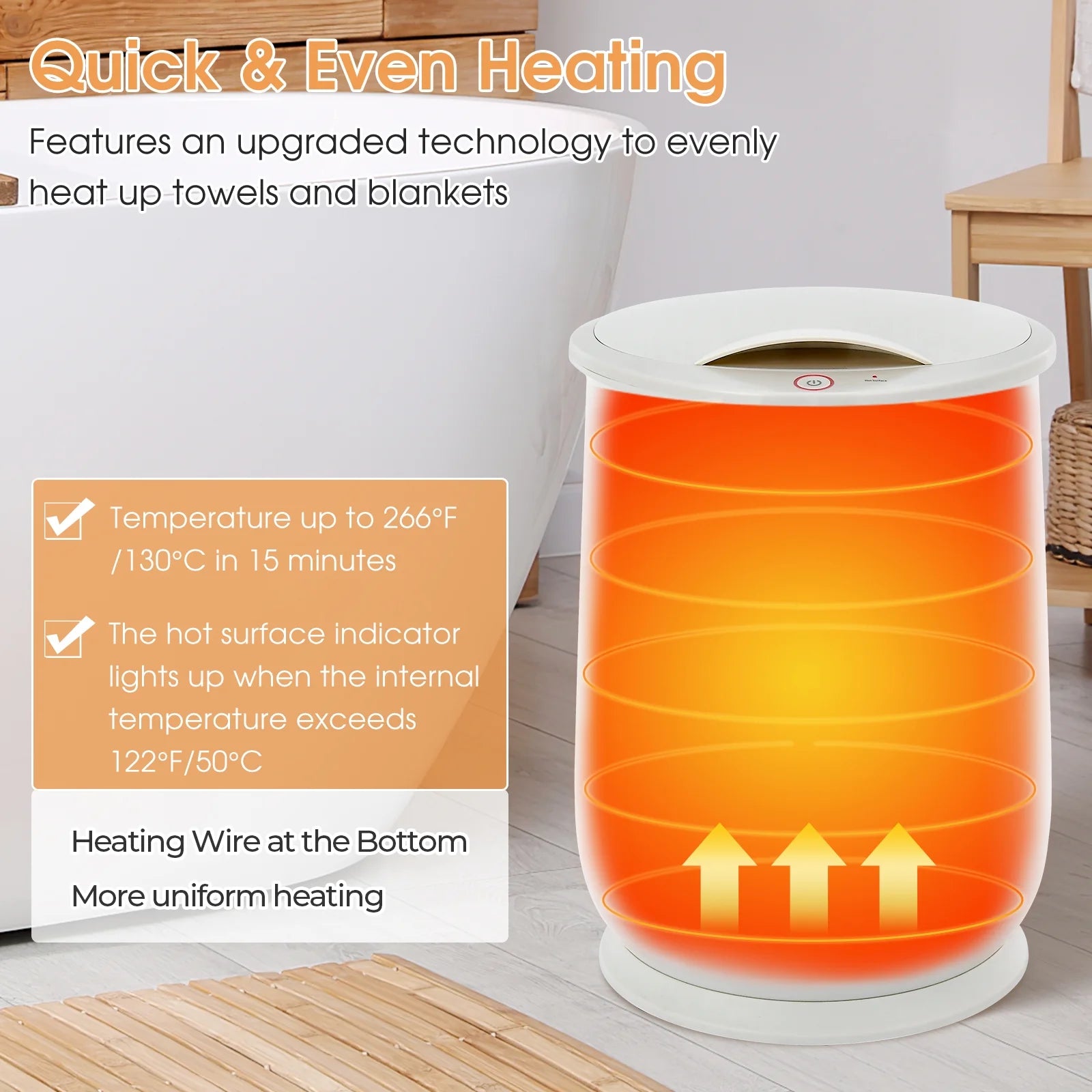 21L Large Capacity Towel Warmer with Flip-Top Lid Auto Shut off Fragrance Holder Grey