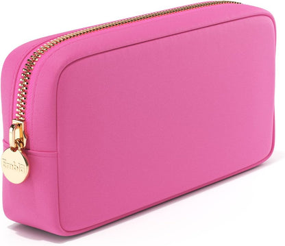 Makeup Bag Travel Cosmetics Pouch and Toiletry Bag, Nylon Zipper Pouch Purse, Cute Make up Organizer Storage Tote for Women Girls, Waterproof Travel Skincare Case, Small Makeup Bags, Ballet Pink