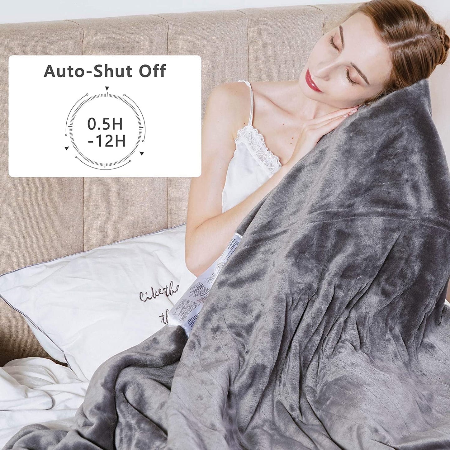 Royalcraft Electric Blanket King Size with Dual Control, 10 Heating Levels& 12 Hours Auto-Off, Overheat Protection, Grey