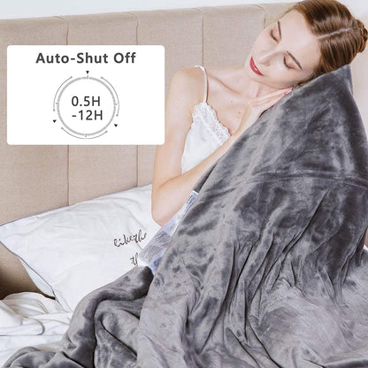 Royalcraft Electric Blanket King Size with Dual Control, 10 Heating Levels& 12 Hours Auto-Off, Overheat Protection, Grey