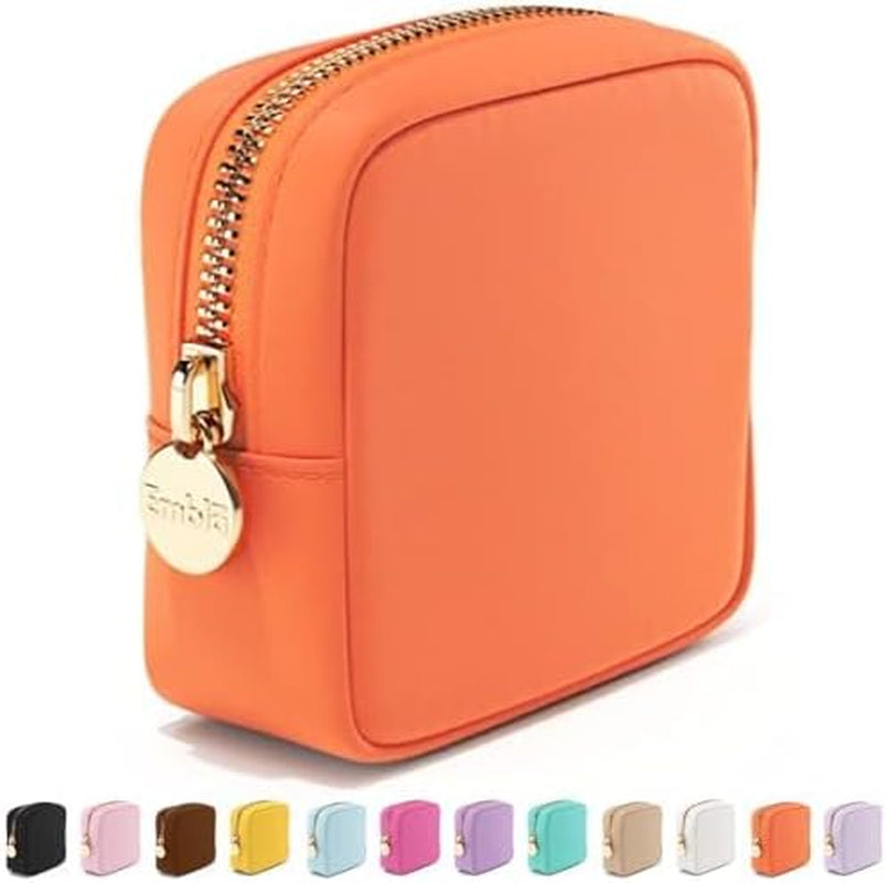 Makeup Bag Travel Cosmetics Pouch and Toiletry Bag, Nylon Zipper Pouch Purse, Cute Make up Organizer Storage Tote for Women Girls, Waterproof Travel Skincare Case, Small Makeup Bags, Ballet Pink