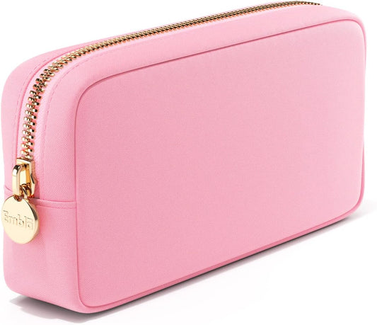 Makeup Bag Travel Cosmetics Pouch and Toiletry Bag, Nylon Zipper Pouch Purse, Cute Make up Organizer Storage Tote for Women Girls, Waterproof Travel Skincare Case, Small Makeup Bags, Ballet Pink