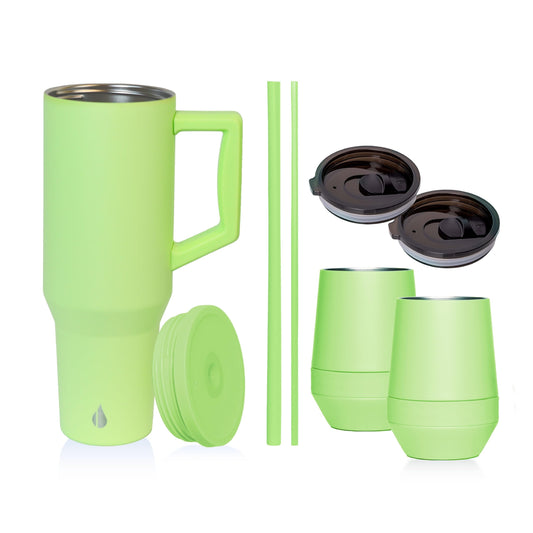 40Oz Commute 'N Chill Gift Set, Mother'S Day Gifts to Her, Gifts for Women, 40 Oz Tumbler with Handle and Straw + 10 Oz Coffee Tumbler, Stainless Steel Travel Coffee Mug - Key Lime