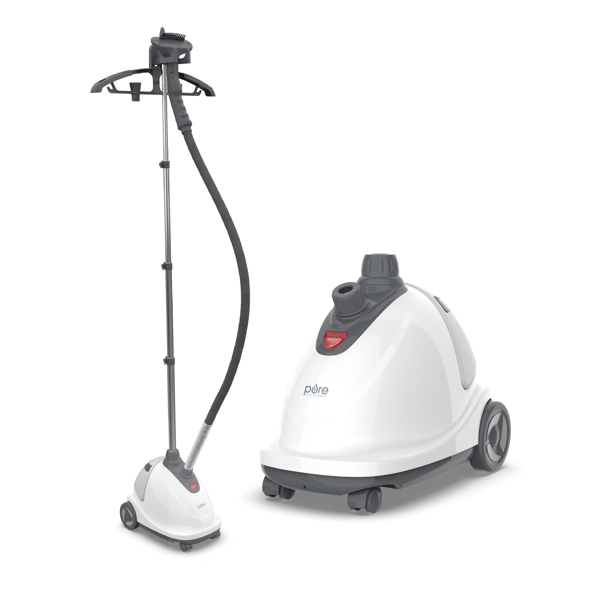 Puresteam XL Standing Steamer with Garment Hanger - Heats in 45 Seconds with 0.5-Gallon Water Tank for 1 Hour Continuous Steaming - Includes Fabric Brush and Easy-Roll Wheels