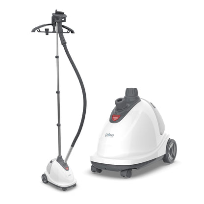 Puresteam XL Standing Steamer with Garment Hanger - Heats in 45 Seconds with 0.5-Gallon Water Tank for 1 Hour Continuous Steaming - Includes Fabric Brush and Easy-Roll Wheels
