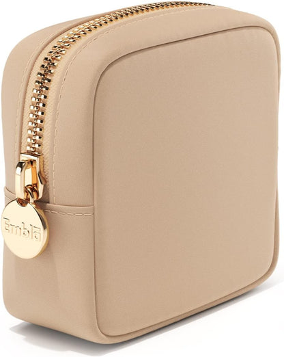 Makeup Bag Travel Cosmetics Pouch and Toiletry Bag, Nylon Zipper Pouch Purse, Cute Make up Organizer Storage Tote for Women Girls, Waterproof Travel Skincare Case, Small Makeup Bags, Ballet Pink