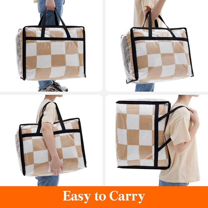 4 Pack Clear Clothes Storage Bags, 40L Plastic Blanket Storage Bag, Vinyl Foldable Moving Bags with Zipper, Closet Organizers and Storage Containers for Bedding, Duvet, Comforter