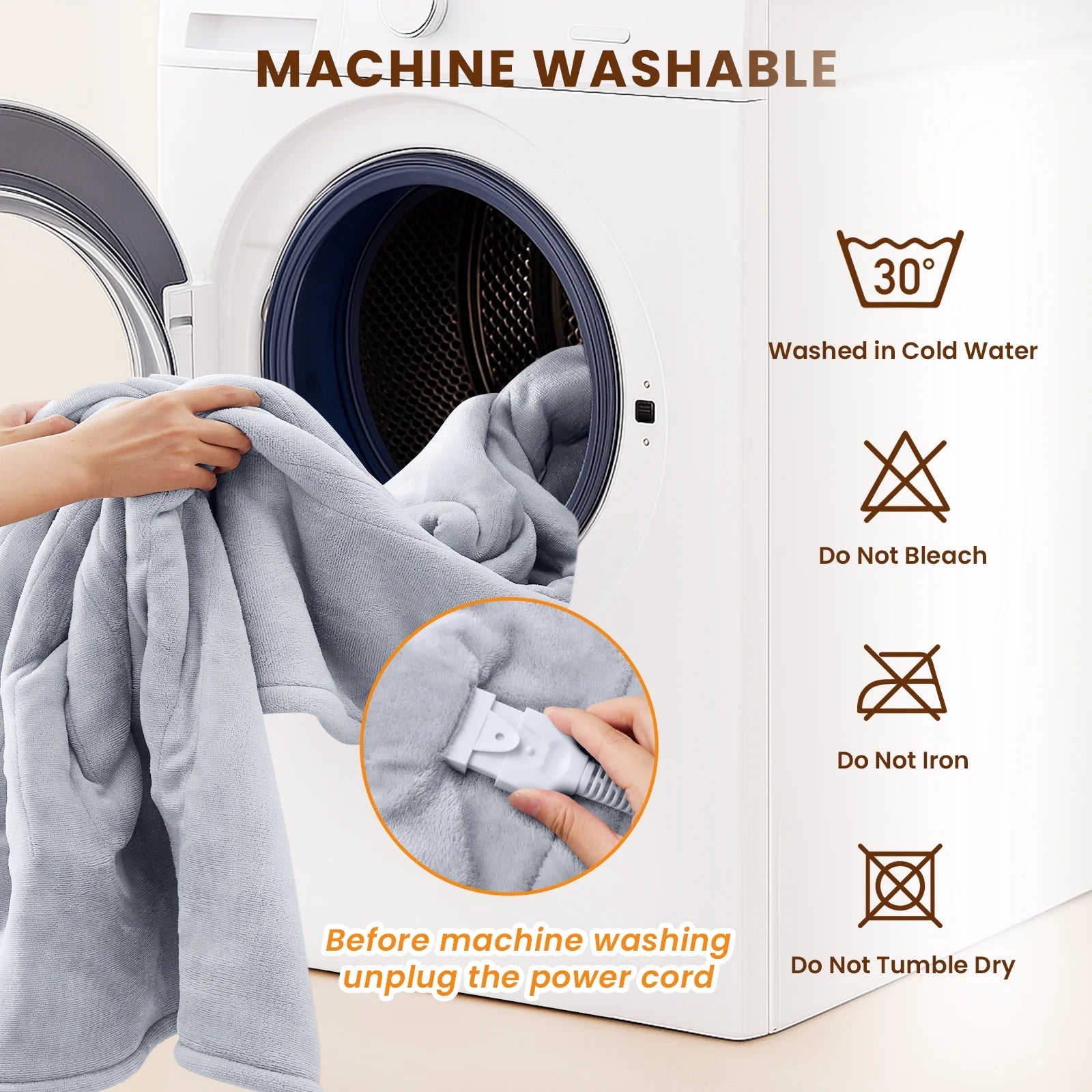 Electric Heated Blanket Throw Soft Flannel & Sherpa, 5 Heat Levels, 3 Hours Auto-Off Over-Heat Protection ETL Certification (50"X60", Light Gray)