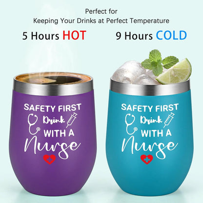 48 Pcs Nurses Week Gifts Bulk for Women Men, Nurse Appreciation Gifts Bulk, Nurses Graduation Gift, Nurse Practitioner Gift, Present for Murse Week Set of 12 Insulated Wine Tumbler