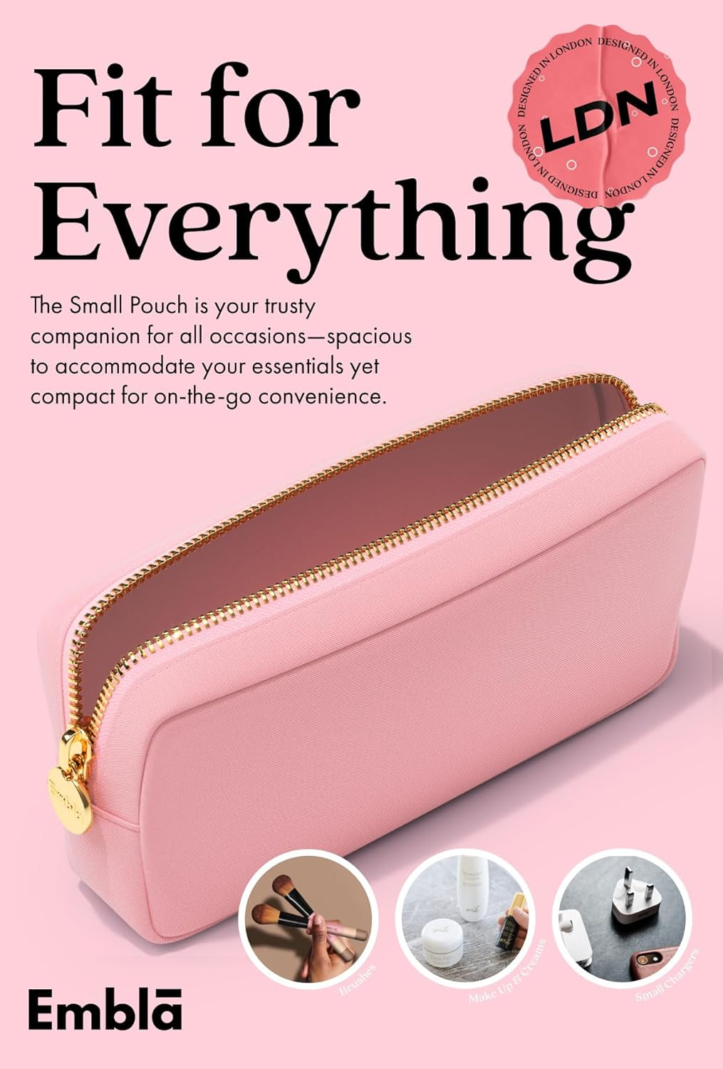 Makeup Bag Travel Cosmetics Pouch and Toiletry Bag, Nylon Zipper Pouch Purse, Cute Make up Organizer Storage Tote for Women Girls, Waterproof Travel Skincare Case, Small Makeup Bags, Ballet Pink