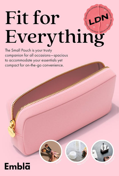 Makeup Bag Travel Cosmetics Pouch and Toiletry Bag, Nylon Zipper Pouch Purse, Cute Make up Organizer Storage Tote for Women Girls, Waterproof Travel Skincare Case, Small Makeup Bags, Ballet Pink