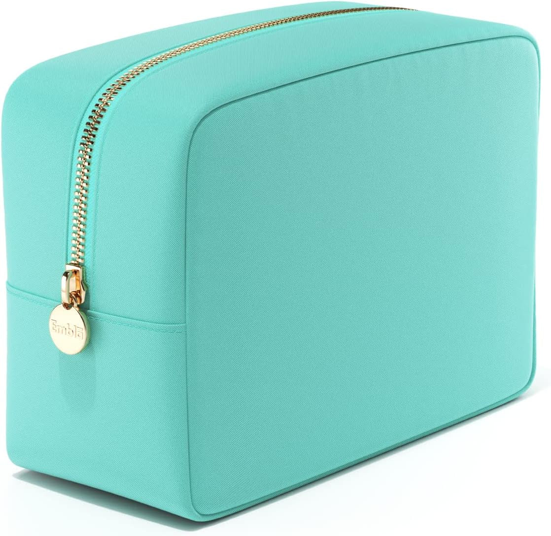 Makeup Bag Travel Cosmetics Pouch and Toiletry Bag, Nylon Zipper Pouch Purse, Cute Make up Organizer Storage Tote for Women Girls, Waterproof Travel Skincare Case, Small Makeup Bags, Ballet Pink