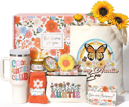 Christian Gifts for Women Faith, Religious Catholic Christmas Gifts for Women Mom Grandma Sister Coworker Inspirational Spiritual Sunflower Gift Birthday Gift for Woman with Makeup Bag 40 OZ Tumbler