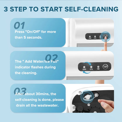 Countertop Ice Maker Machine 26Lbs/24H, 6 Mins/9 Bullets of Ice, Self-Cleaning, White