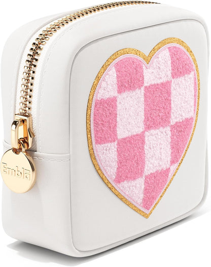 Makeup Bag Travel Cosmetics Pouch and Toiletry Bag, Nylon Zipper Pouch Purse, Cute Make up Organizer Storage Tote for Women Girls, Waterproof Travel Skincare Case, Small Makeup Bags, Ballet Pink