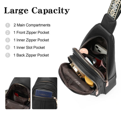 Crossbody Sling Bag for Women, Travel Leather Crossbody Bags Fanny Packs for Women Small Crossbody Purse Chest Bag