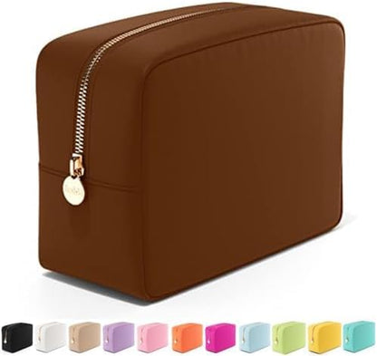 Makeup Bag Travel Cosmetics Pouch and Toiletry Bag, Nylon Zipper Pouch Purse, Cute Make up Organizer Storage Tote for Women Girls, Waterproof Travel Skincare Case, Small Makeup Bags, Ballet Pink