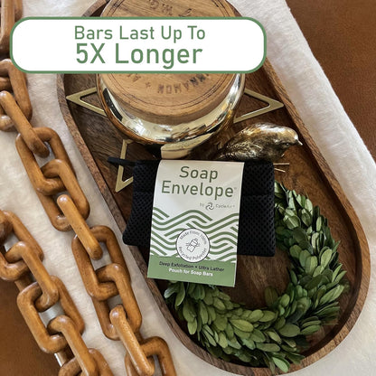 100% Recycled Soap Bag, Soap Saver Pouch for Bar Soap, Loofah Bath Scrubber for Bar Soap + Medium Exfoliator, Mesh Soap Bag, Soap Sock, Soap Pouch - 1 Pack