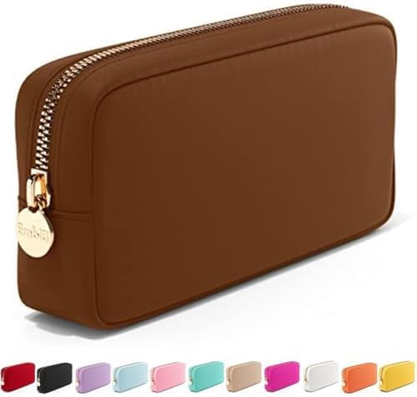 Makeup Bag Travel Cosmetics Pouch and Toiletry Bag, Nylon Zipper Pouch Purse, Cute Make up Organizer Storage Tote for Women Girls, Waterproof Travel Skincare Case, Small Makeup Bags, Ballet Pink