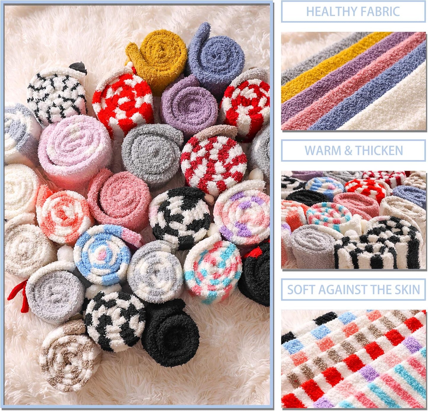 Women Fuzzy Socks 3 Pairs Knee High Fluffy Soft Warm Stocking Cozy Slipper Plush Winter Long Socks