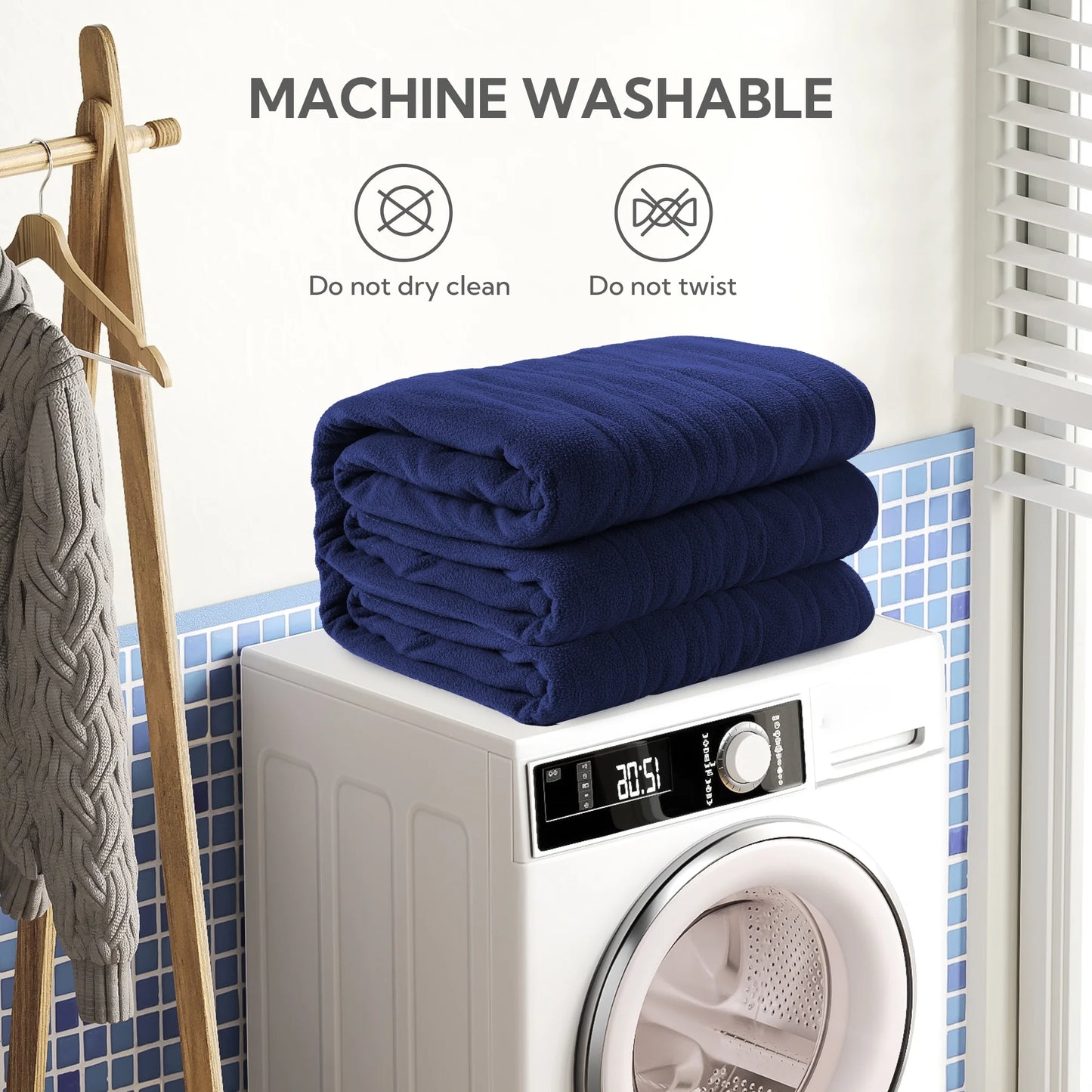 Electric Heated Blanket 72"X84" Full Size Warm for Whole Body, 4 Heating Levels and 10 Hours Auto-Off Overheating Protection - Midnight Blue