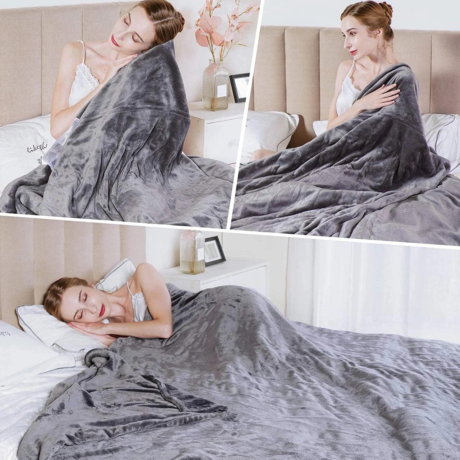 Royalcraft Electric Blanket King Size with Dual Control, 10 Heating Levels& 12 Hours Auto-Off, Overheat Protection, Grey