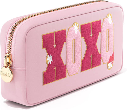 Makeup Bag Travel Cosmetics Pouch and Toiletry Bag, Nylon Zipper Pouch Purse, Cute Make up Organizer Storage Tote for Women Girls, Waterproof Travel Skincare Case, Small Makeup Bags, Ballet Pink